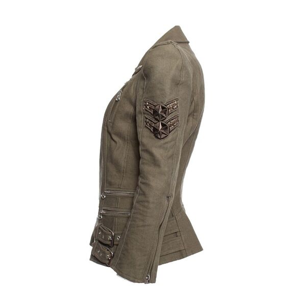 Balmain Army green biker jacket - Picture 4 of 6